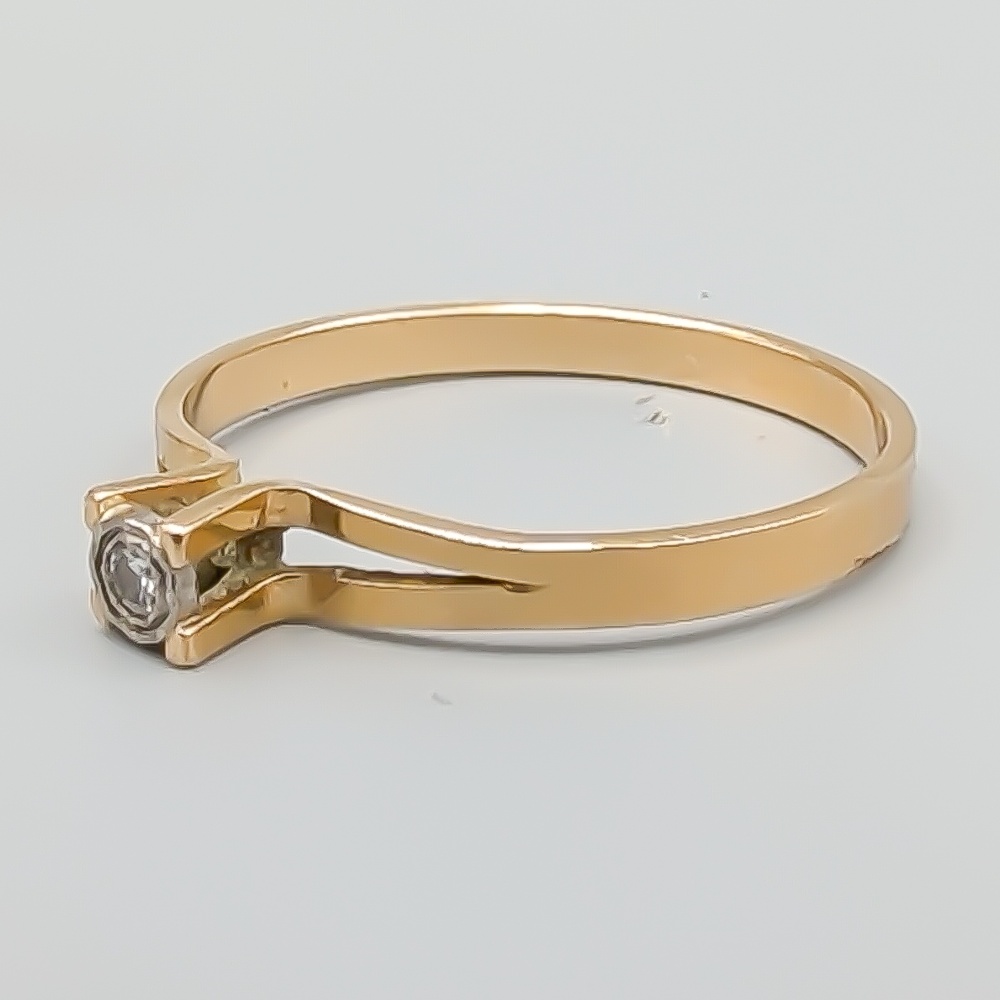 Solitärring i Flerfärgat Guld med Diamant 18K 1.98g 18.5mm - Bild 2