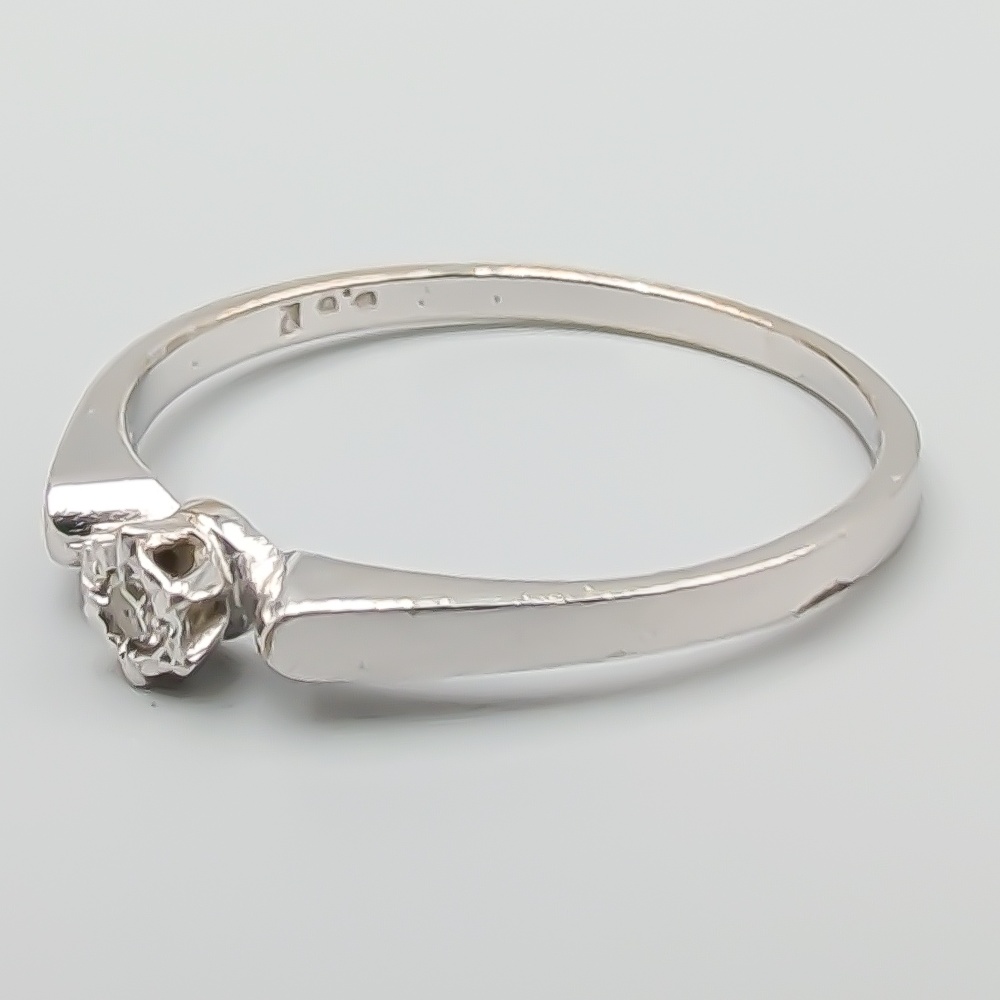 Smycka Solitärring i Vitguld med Diamant 18K 1.45g 16.5mm - Bild 2