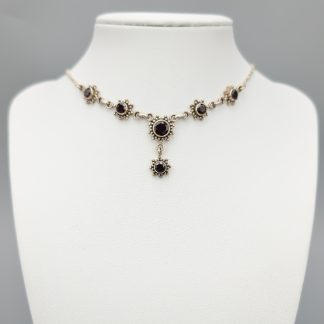 45cm Collier i Silver med Granater S925 10.82g