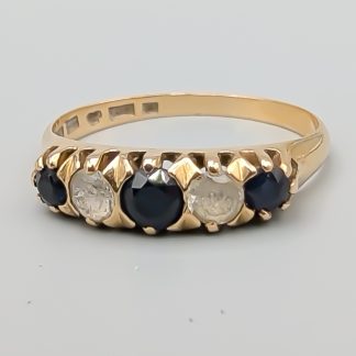 Ring i Guld med Vita och Blå Stenar 18K 2.89g 18.25mm