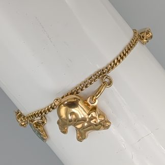 18.5cm Pansarlänk i Guld med Berlocker 18K 9.89g