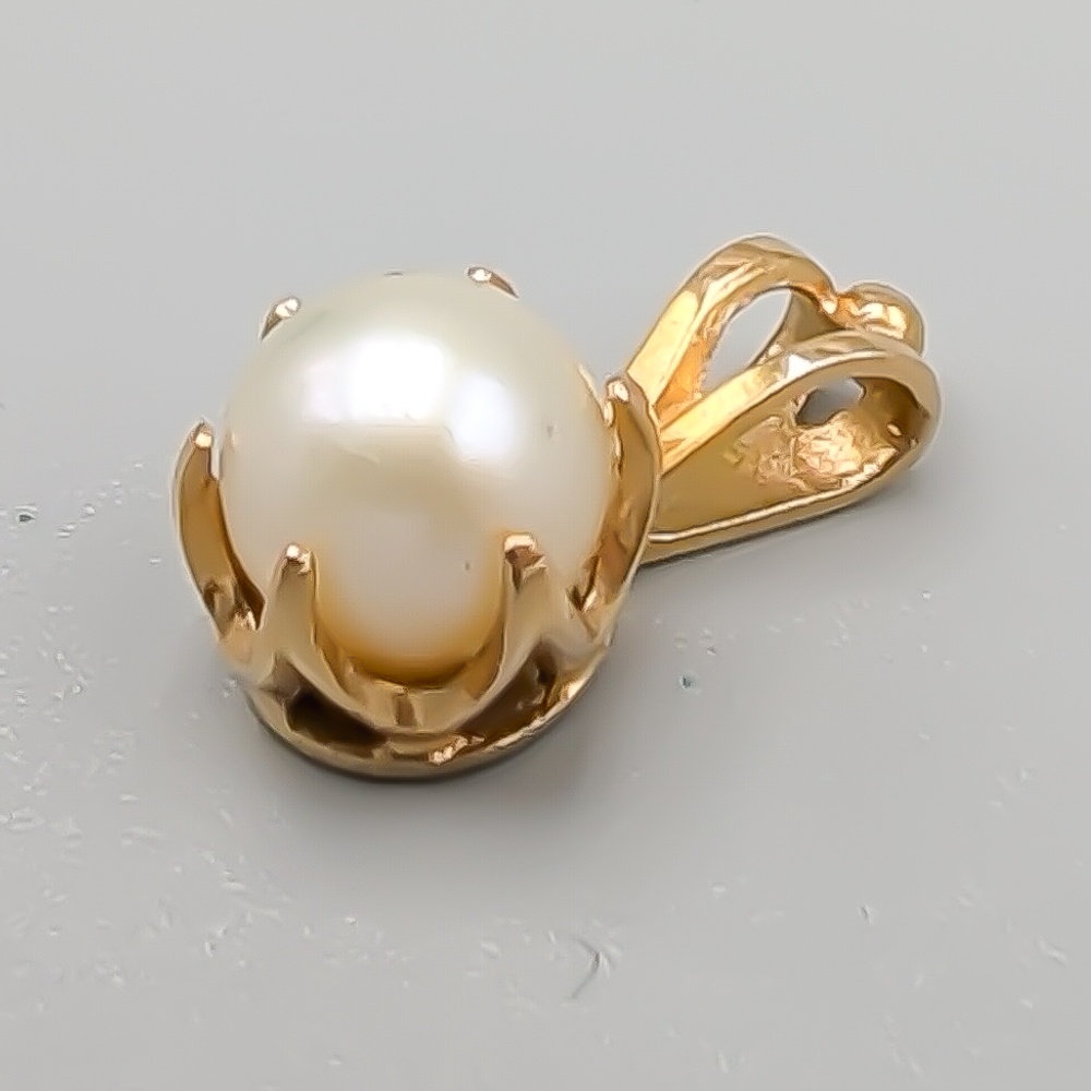 Hänge i Guld med Odlad Pärla 18K 1.5g 15mm - Bild 2