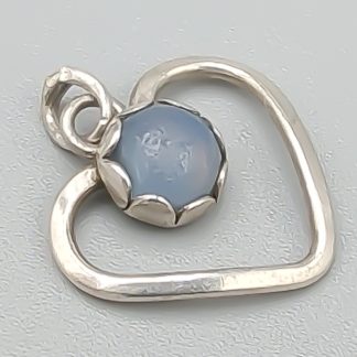 Hänge i Silver Hjärta med Blå Sten S925 1.02g 15mm