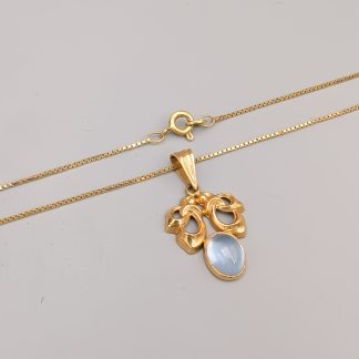 43cm Venezialänk i Guld med Hänge med Blå Sten 18K 3.9g