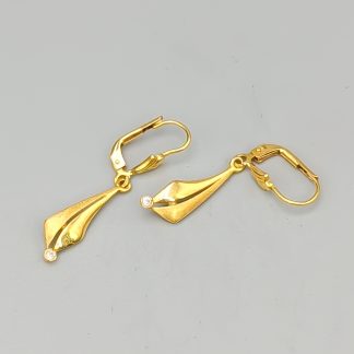 Örhängen i Guld med Vita Stenar 18K 2.34g 33mm