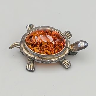 Brosch i Silver med Bärnsten Sköldpadda S830 3.37g 27mm