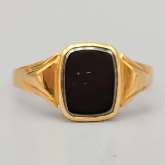 Klackring i Guld med Hematit 18K 2.52g 19.25mm