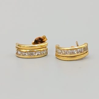 Örhängen i Guld med Vita Stenar 18K 1.1g 12mm