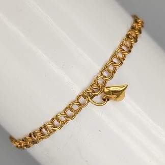 18.5cm Bismarcklänk i Guld med Berlocker Hjärtan 18K 2.82g