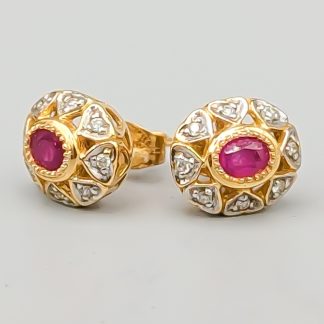 Diamantörhängen i Guld med Rubiner 18K 2.83g 10mm