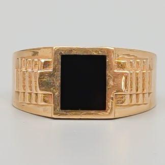 Klackring i Guld med Svart Emalj 14K 4.68g 20.75mm