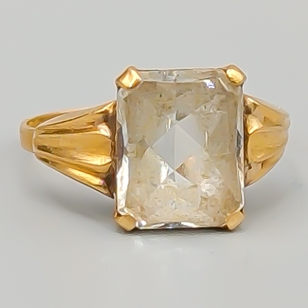 Klackring i Guld med Vit Sten 18K 2.3g 15.75mm