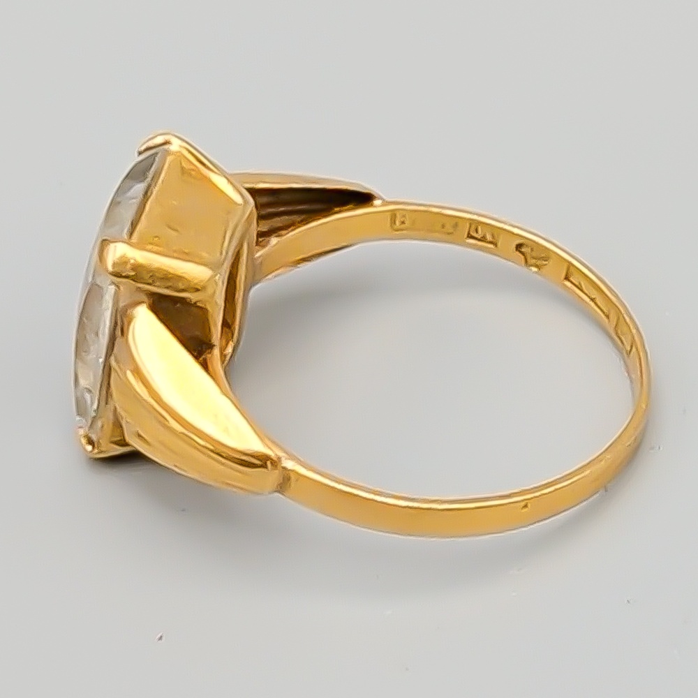 Klackring i Guld med Vit Sten 18K 2.3g 15.75mm - Bild 2