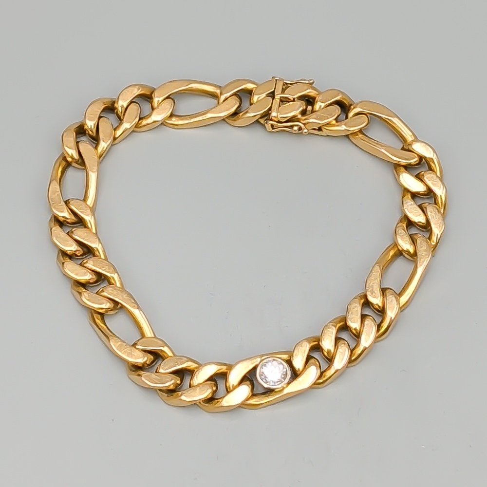20.5cm Figarolänk i Guld med Diamant 18K 62.73g - Bild 3