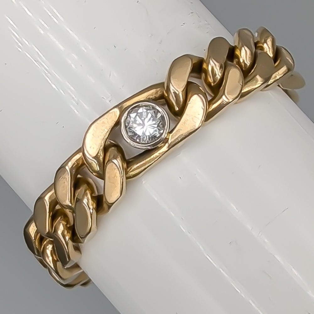 20.5cm Figarolänk i Guld med Diamant 18K 62.73g