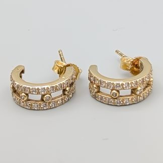 Creoler i Guld med Vita Stenar 18K 4.09g 10mm