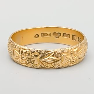 Mönstrad ring i Guld 20K 4.51g 18.75mm