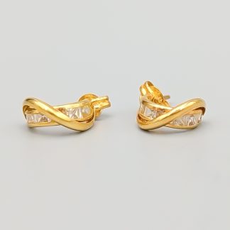 Örhängen i Guld med Vita Stenar 18K 1.37g 10mm