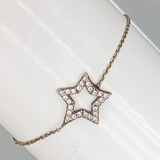 15.5cm Ankarlänk i Guld med Stjärna med Vita Stenar 14K 1.49g