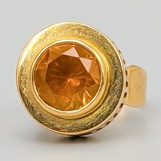 Cocktailring i Guld med Orange Sten 18K 6.93g
