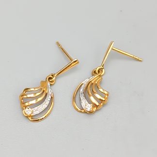 Örhängen i Guld med Vita Stenar 18K 1.18g 20mm