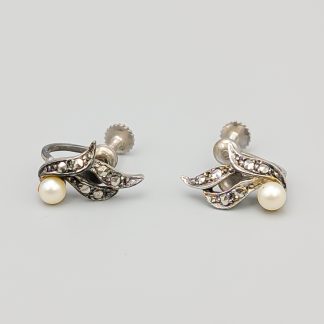 Clips i Silver med Fauxpärlor och Markasiter S830 3.45g 17mm