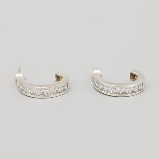 Örhängen i Silver med Vita Stenar S925 4.78g 18mm