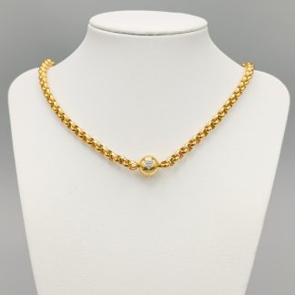 44cm Ärtlänk i Guld med Lås med Diamanter 18K 36.15g