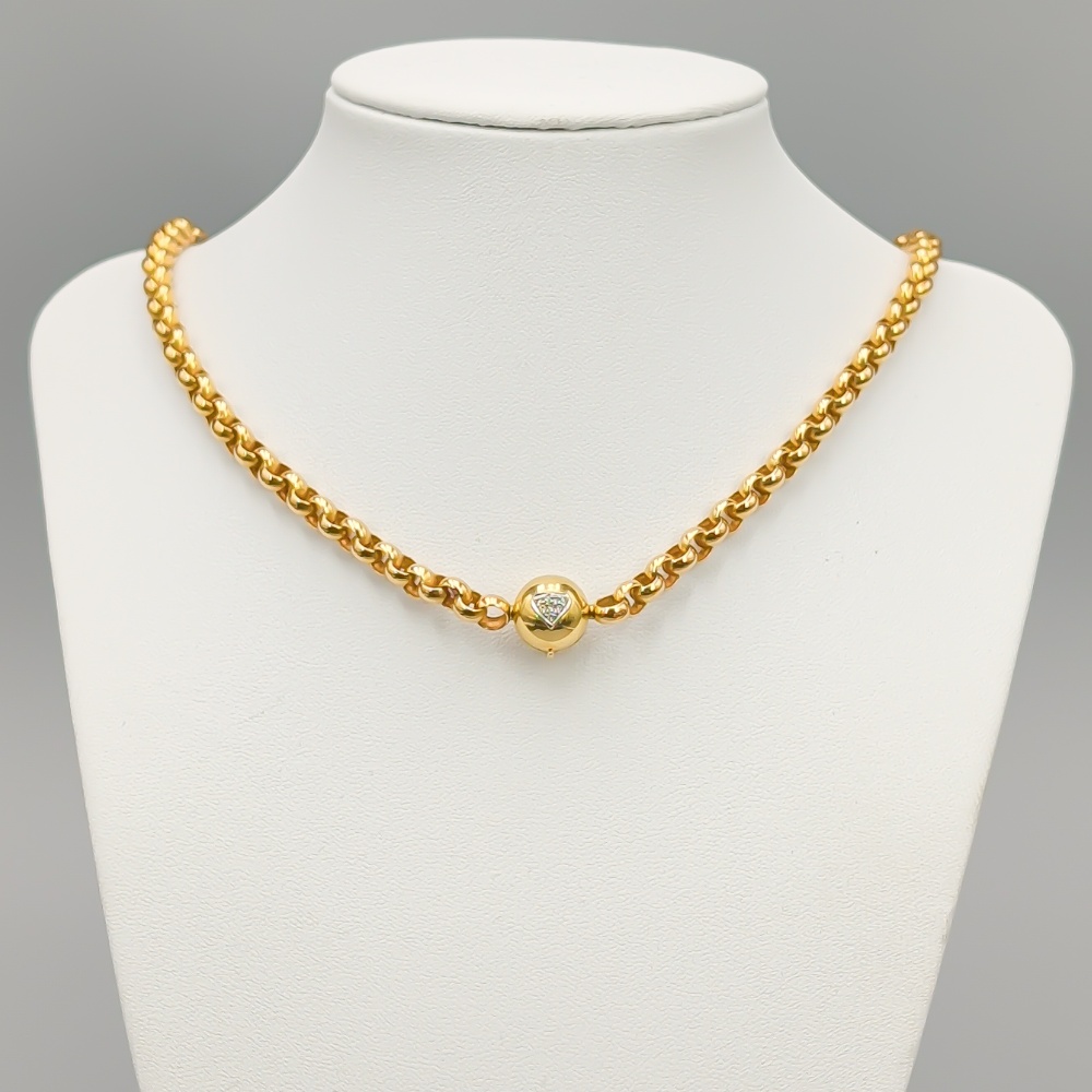 44cm Ärtlänk i Guld med Lås med Diamanter 18K 36.15g
