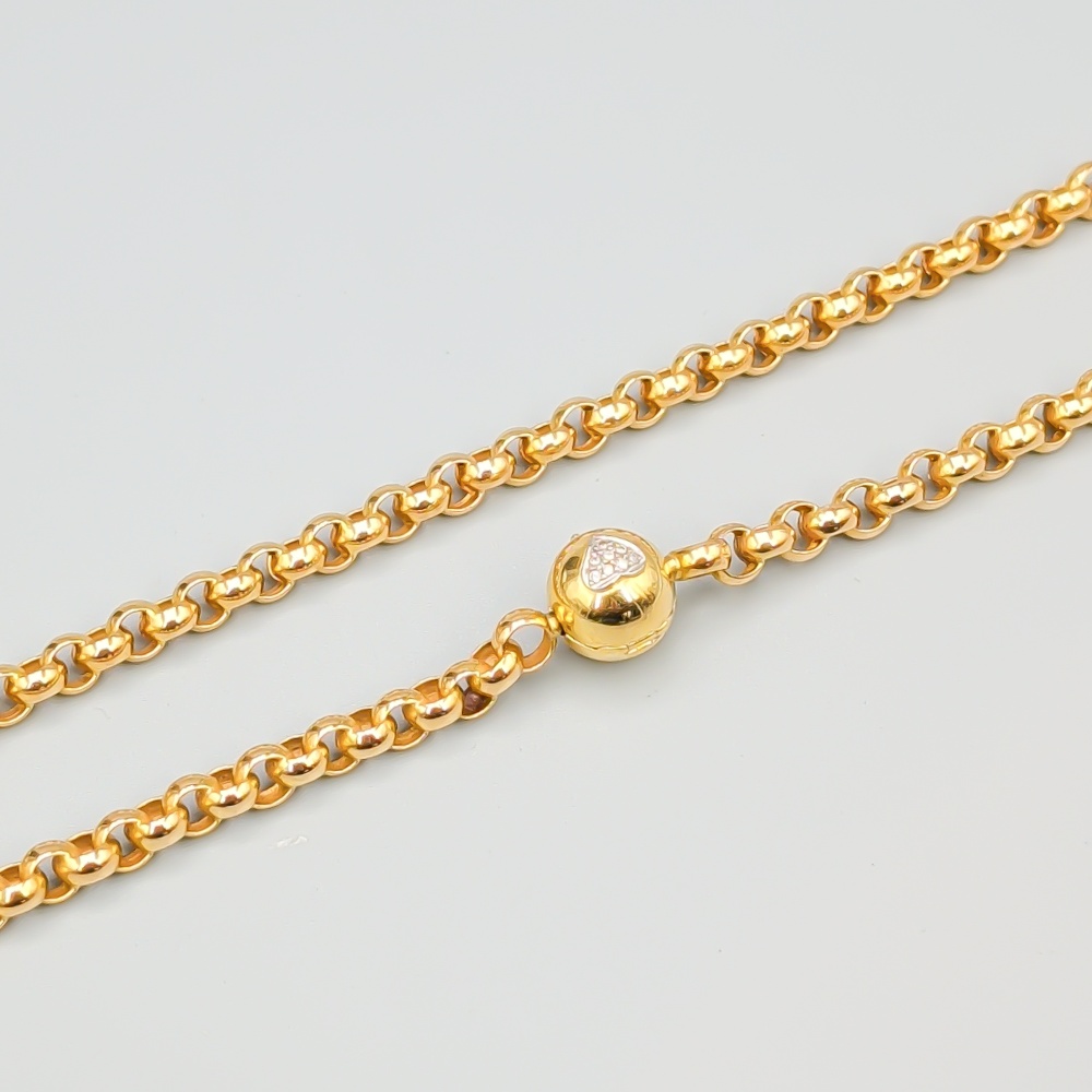 44cm Ärtlänk i Guld med Lås med Diamanter 18K 36.15g - Bild 2
