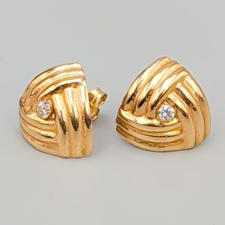 Örhängen i Guld med Vita Stenar 14K 1.35g 15mm