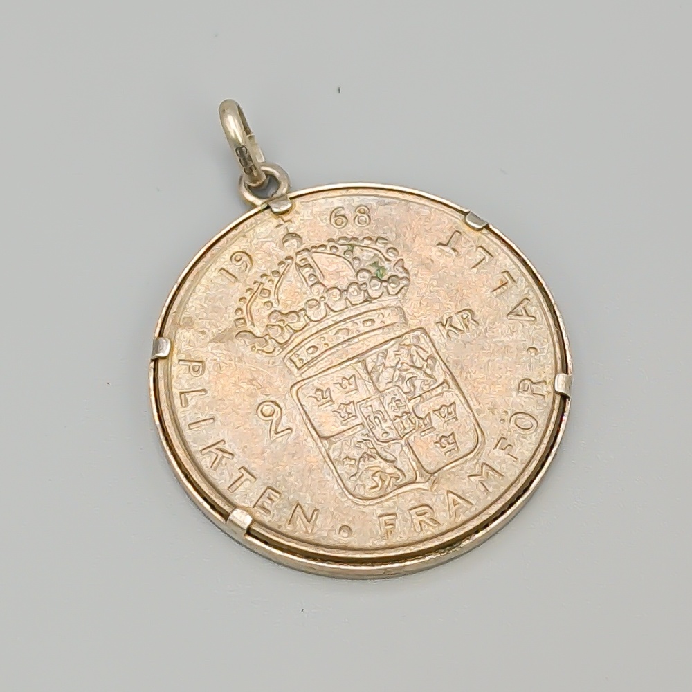 Hänge i Silver med 2 kr Sverige 1968 S830 14.91g 36mm - Bild 2