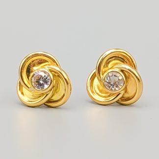 Örhängen i Guld med Vita Stenar 18K 0.65g 8mm
