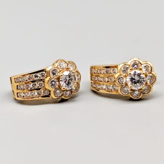 Guldörhängen med diamanter 18K 8g 19mm