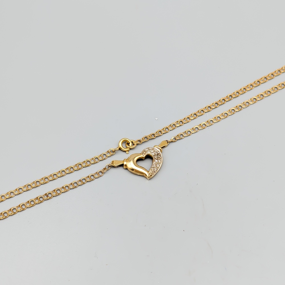 46cm Bismarcklänk i Guld med Integrerat Hänge med Diamanter 18K 5.23g
