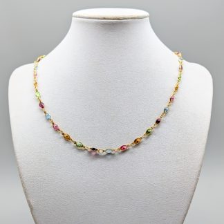 42.5cm Halsband i Guld med Flerfärgade Stenar 18K 6.44g