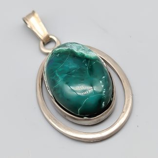 Hänge i Silver med Grön Sten S925 2.69g 22mm