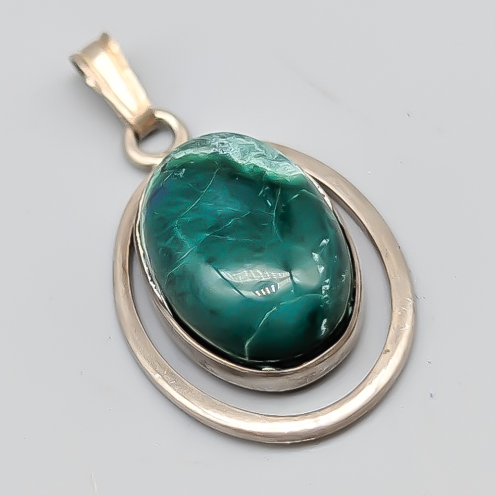 Hänge i Silver med Grön Sten S925 2.69g 22mm