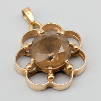 Hänge i Guld med Brun Sten 18K 3.22g 20mm