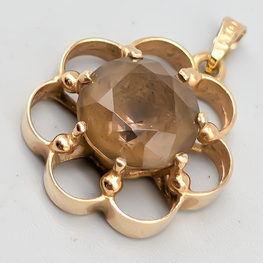 Hänge i Guld med Brun Sten 18K 3.22g 20mm - Bild 2