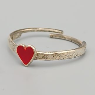 Ring i Silver med Röd Emalj S925 0.95g 16mm