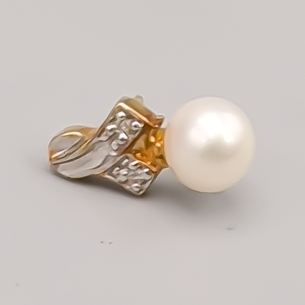Enstaka Diamantörhänge i Flerfärgat Guld med Odlad Pärla 18K 1.14g 18mm