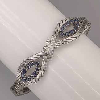 18.5cm Armband i Vitguld med Safirer 18K 21.23g