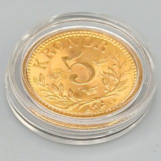 Investeringsmynt i Guld, Sverige, 5 kr, 1901 21K 2.26g 16mm