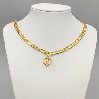 46.5cm Figarolänk i Guld med Hjärta 18K 15.56g