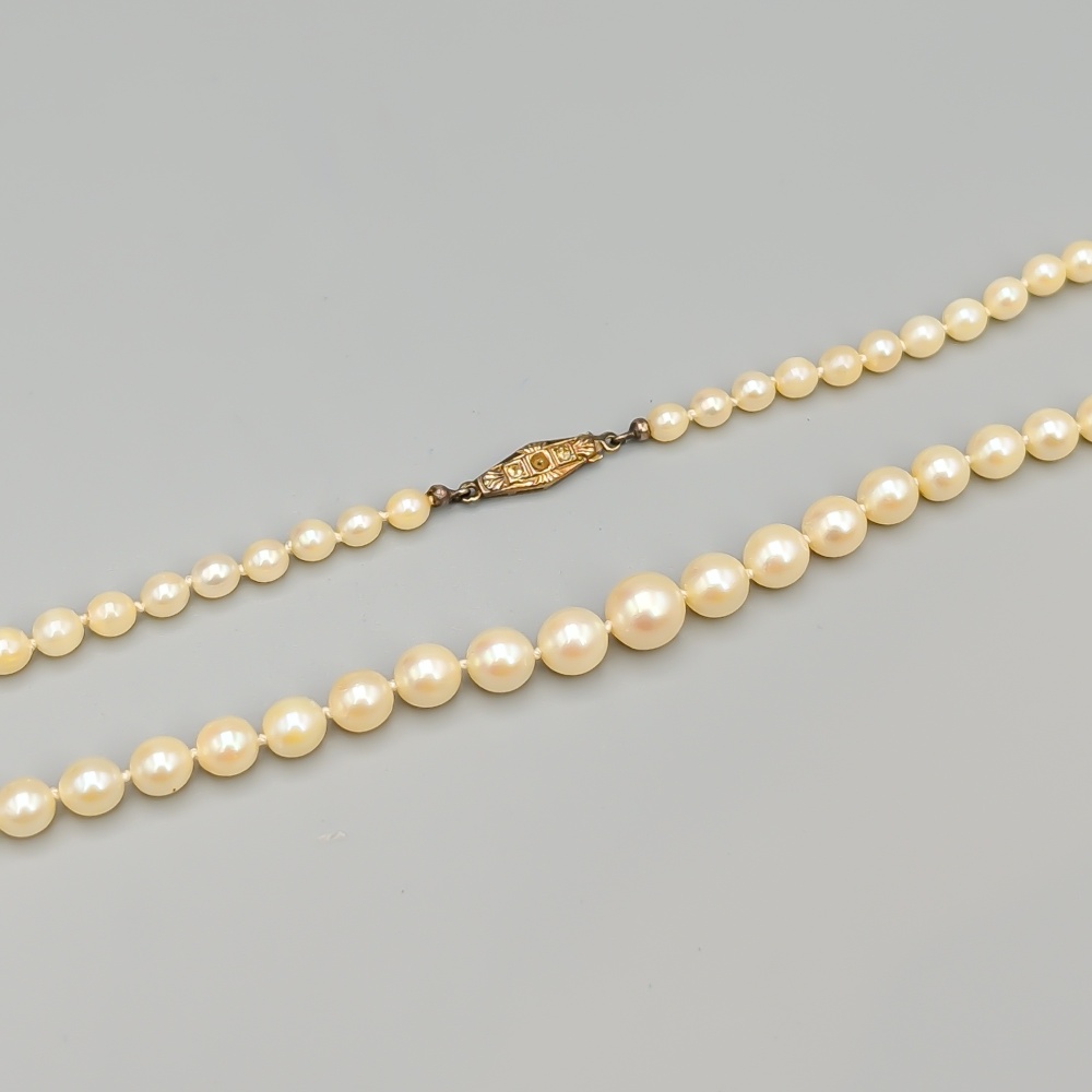 51cm Pärlcollier med Lås i Guld med Odlade Pärlor 14K 19.95g