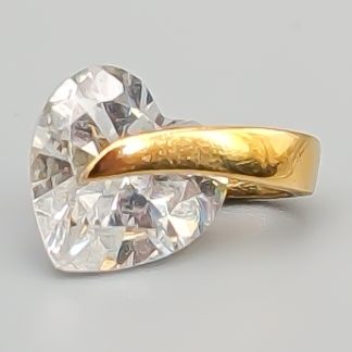 Hänge i Guld med Vit Sten Hjärta 18K 0.86g 12mm