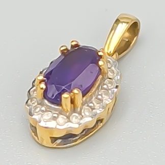 Diamanthänge i Flerfärgat Guld med Lila Sten 18K 1.04g 12mm