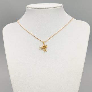 38.5cm Venezialänk i Guld med Hänge Ängel med Diamant 18K 3.68g