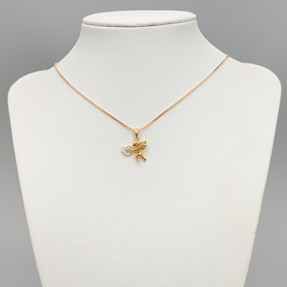 38.5cm Venezialänk i Guld med Hänge Ängel med Diamant 18K 3.68g